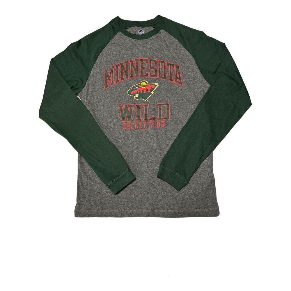 NHL Minnesota Wild Hockey Shirt‎ Mens Small Green Gray Slim Fit